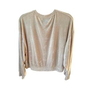 Allfenix Womens Terry Cloth Athleisure Sweatshirt Sz S Beige Pullover Loungewear